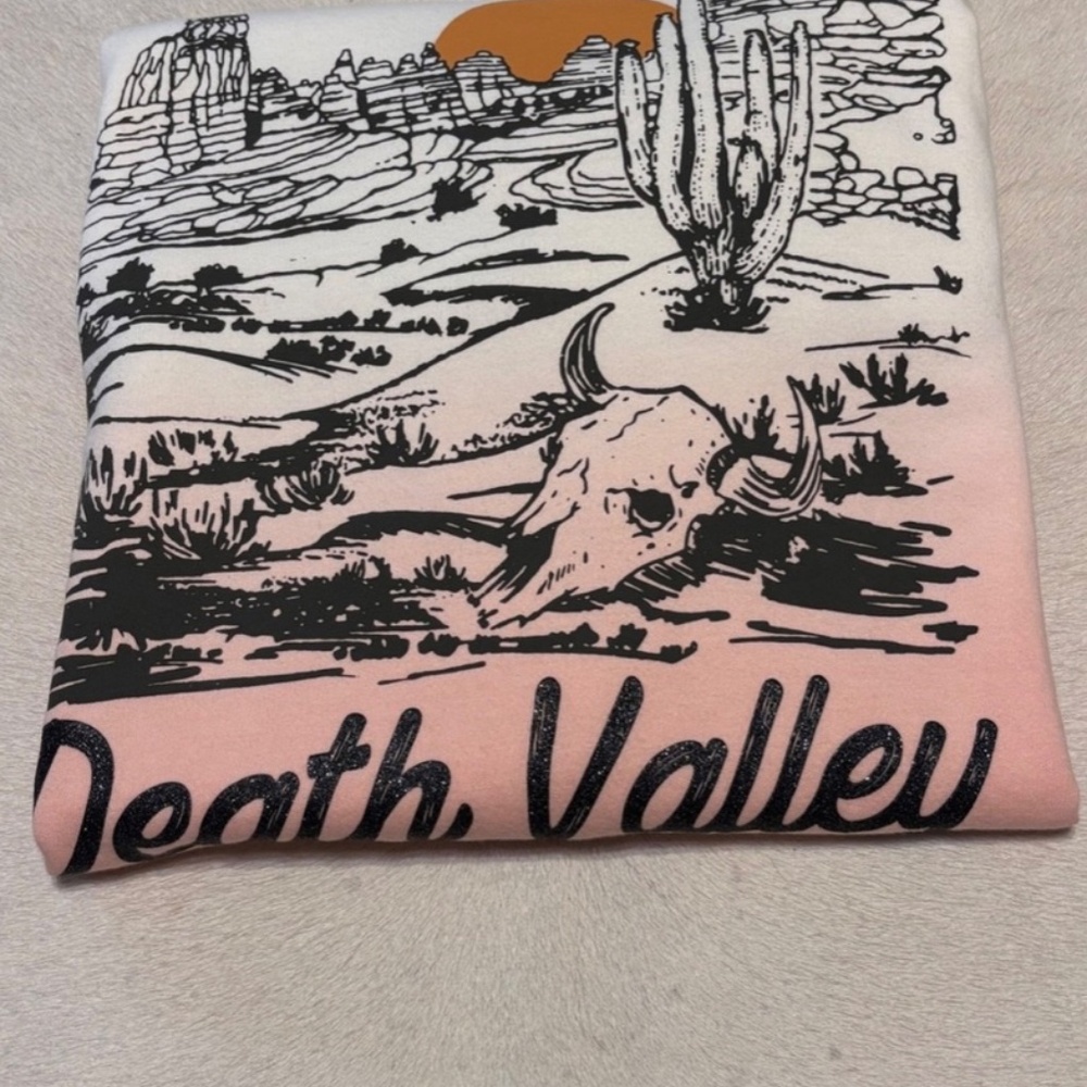 Terra & Sky Death Valley Graphic Oversized Sweatshirt  Pink Sz 0-14W - Picture 3 of 4